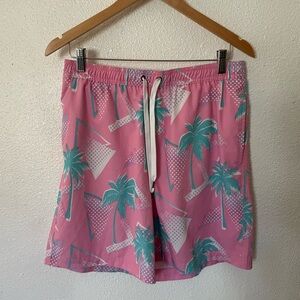 Sonoma Goods for Life men's swim trunks in a Jazz Palm Saved By the Bell Ken Med